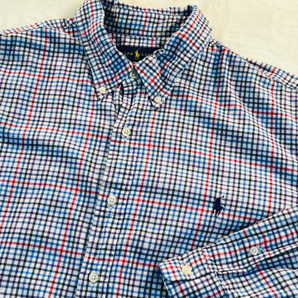 Polo Ralph Lauren Mens XXL Flannel Button Down Shirt Multi Color Tattersall